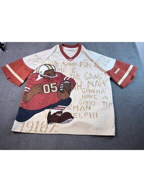 Y2K VTG Streetwear Platinum Fubu Graphic Fat Albert Football Jersey Size 2XL